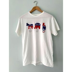Funny Political Election Donkey, Elephant, and Cat Graphic T-Shirt Adult size L